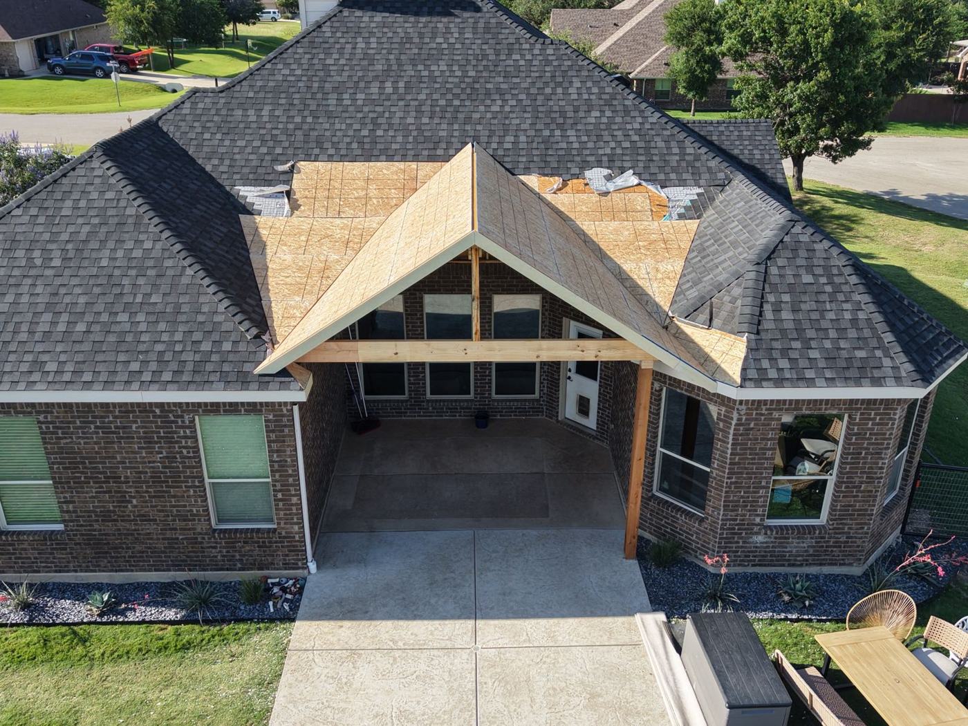 Patio cover addition tied into the main roof